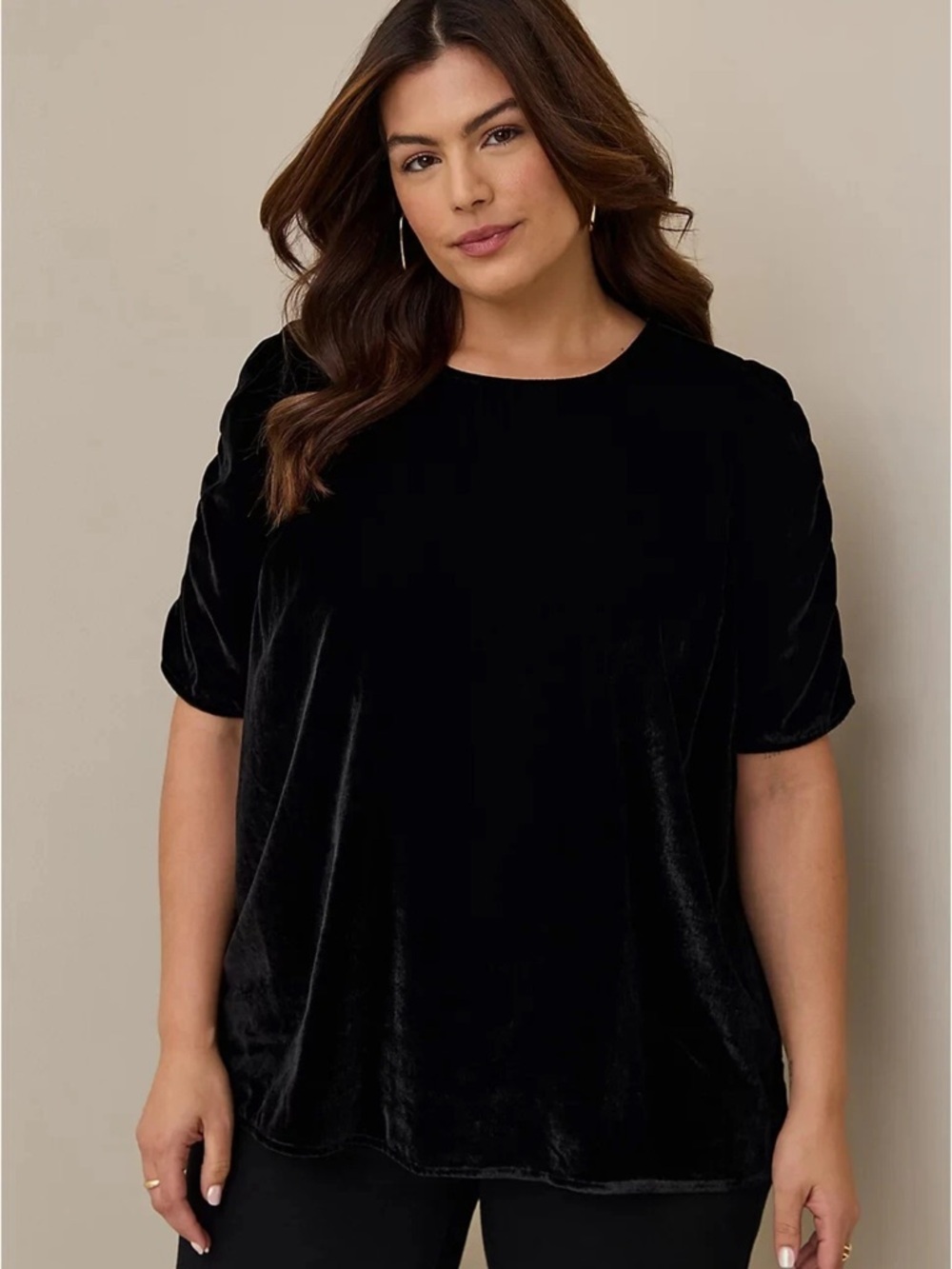 Torrid Women’s Velvet Ruched Sleeve Top Blouse  Whimsigoth in Black Plus Size 2X